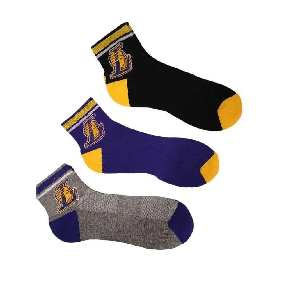 3 Pairs NBA Los Angeles Socks LAKERS Mens Sz 6-12 Low Cut‎ Ankle Sporty Official
